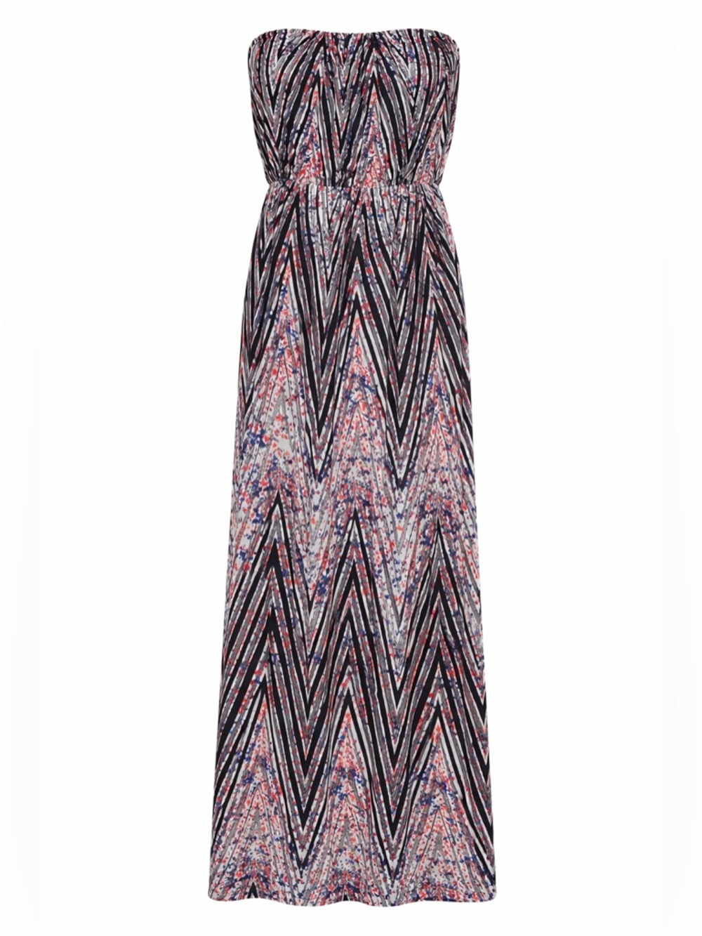 Trixxi XS Strapless Maxi Dress | Stretchy Waist | Boho Chevron Print